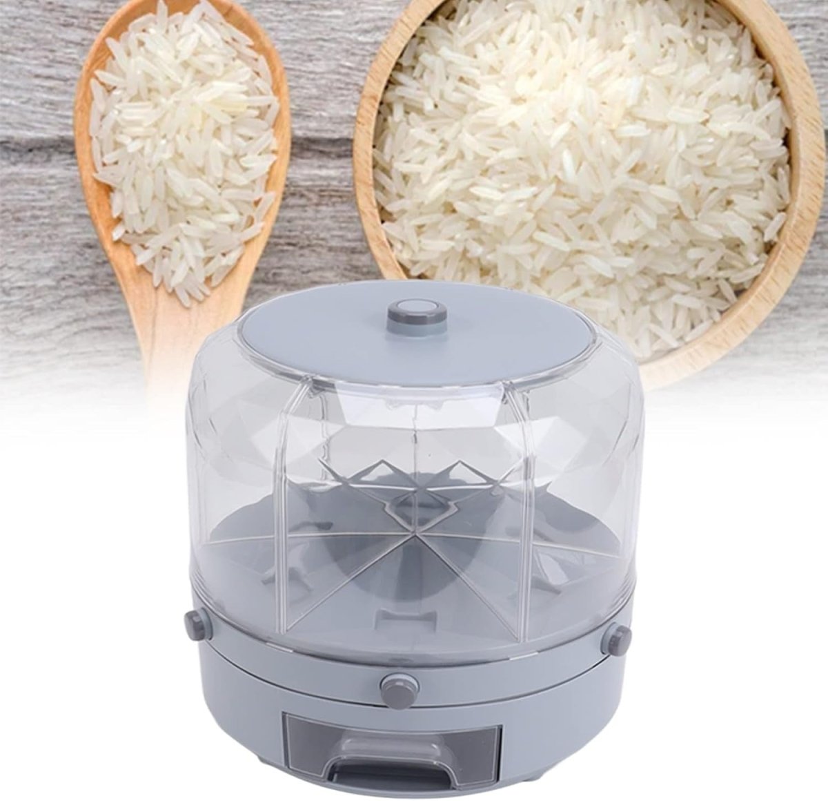 6KG Rotating Rice Dispenser 6 Grid Airtight Grain Storage Container - Kwikley