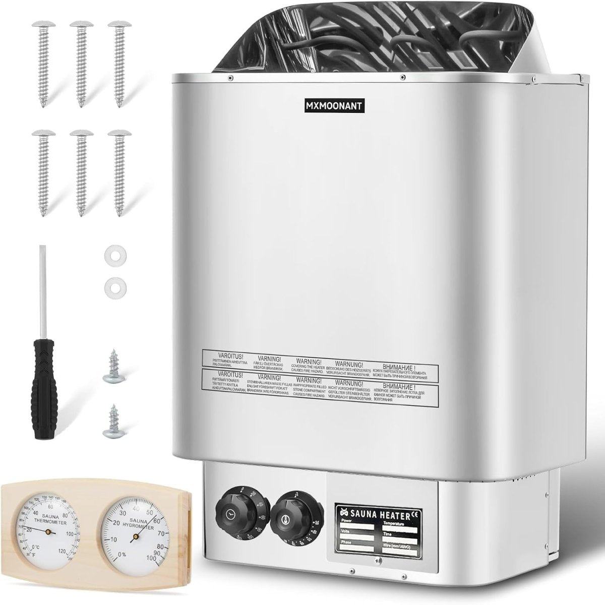 6KW Electric Sauna Heater 220V – Wall Mount, Timer Temp Control, 9m³ - Kwikley