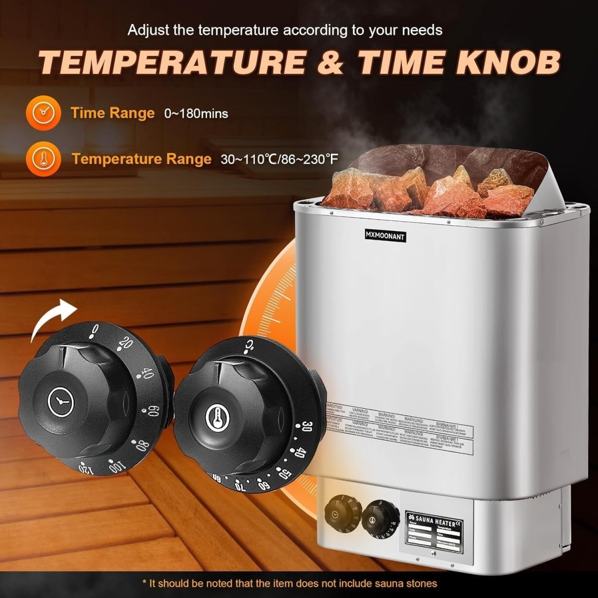 6KW Electric Sauna Heater 220V – Wall Mount, Timer Temp Control, 9m³ - Kwikley