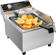 6L Commercial Deep Fat Fryer 3000W Stainless Steel Chip Fryer - Kwikley