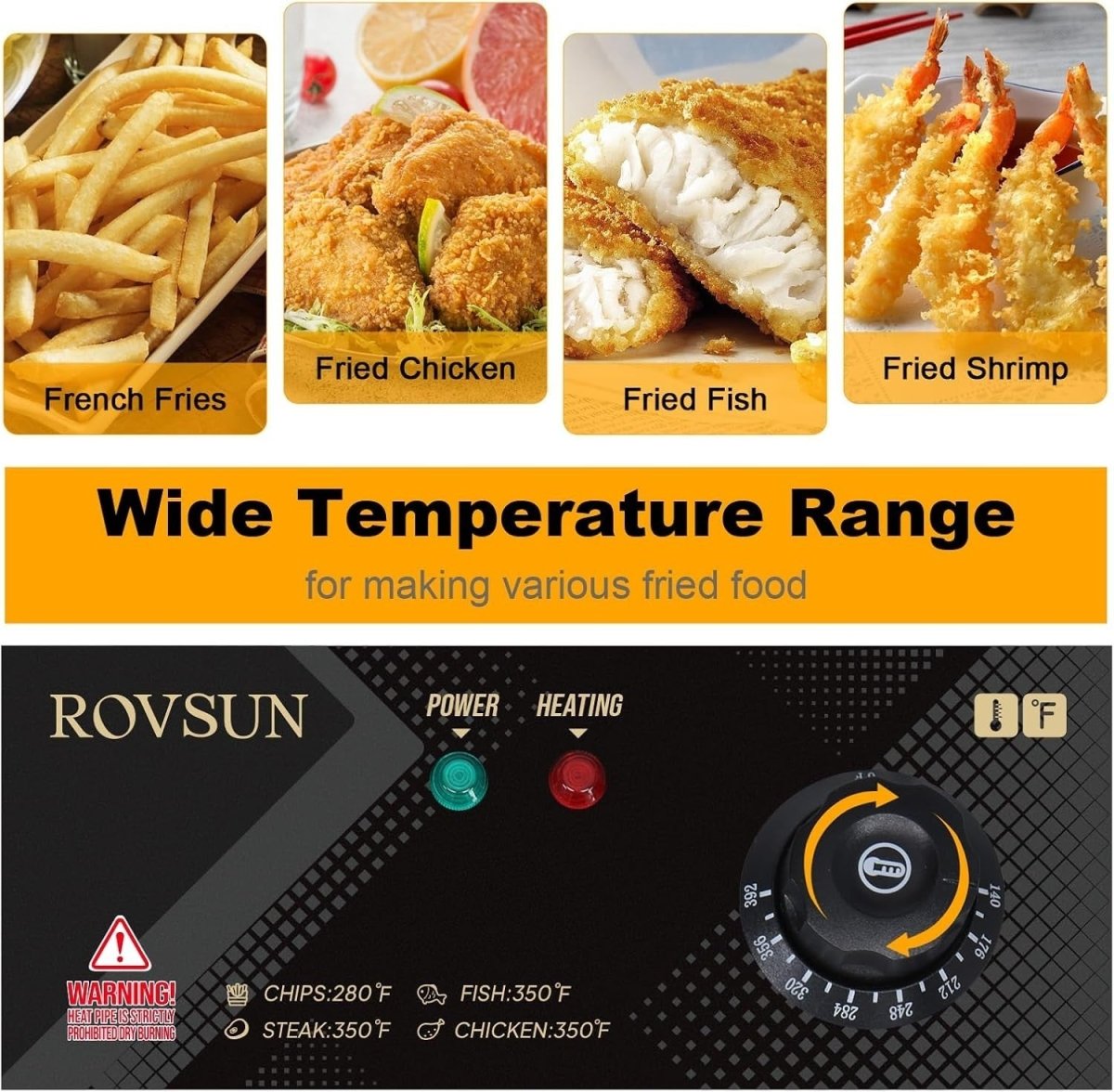 6L Deep Fat Fryer 2500W Electric Stainless Steel Countertop Fryer - Kwikley