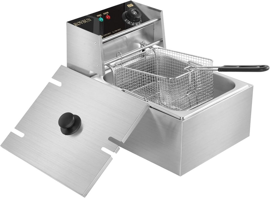 6L Deep Fat Fryer 2500W Electric Stainless Steel Countertop Fryer - Kwikley