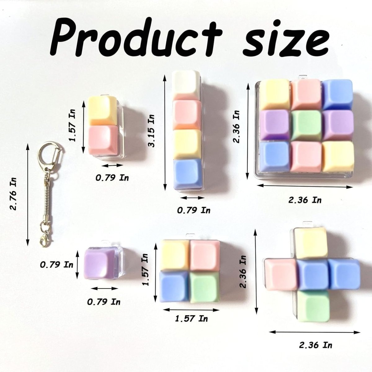 6pcs Keyboard Clicker Keychain Fidget Toys Stress Relief ADHD Anxiety - Kwikley