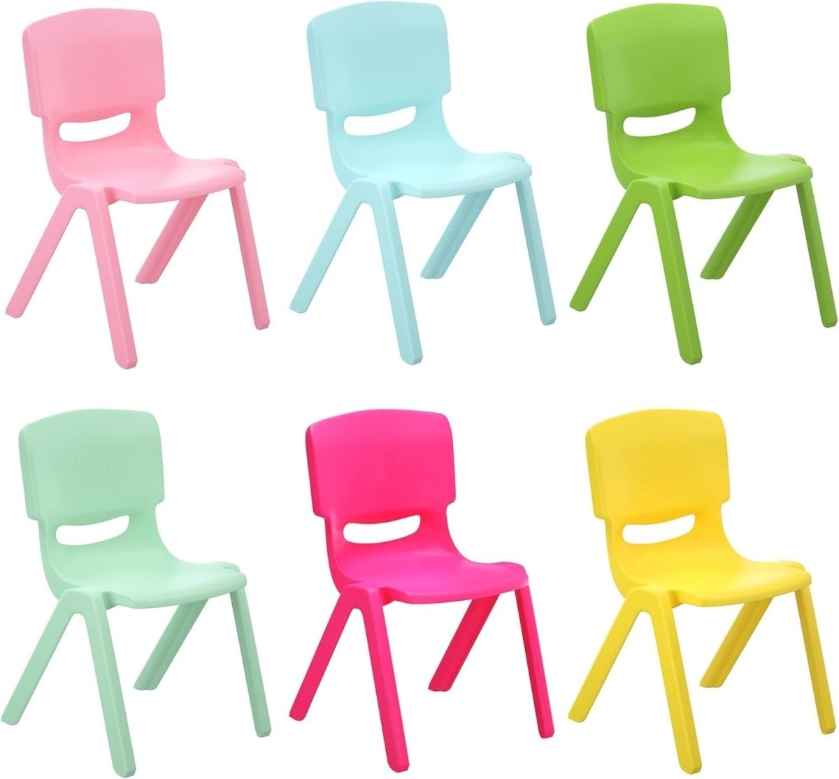 6PCS Kids Stackable Plastic Chairs Colourful School Indoor Outdoor - Kwikley