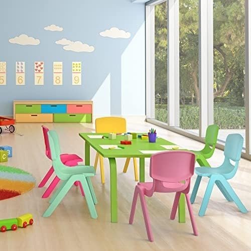 6PCS Kids Stackable Plastic Chairs Colourful School Indoor Outdoor - Kwikley