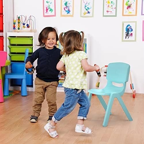 6PCS Kids Stackable Plastic Chairs Colourful School Indoor Outdoor - Kwikley
