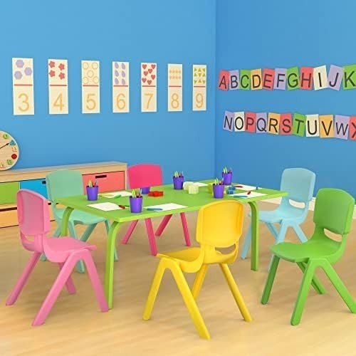 6PCS Kids Stackable Plastic Chairs Colourful School Indoor Outdoor - Kwikley
