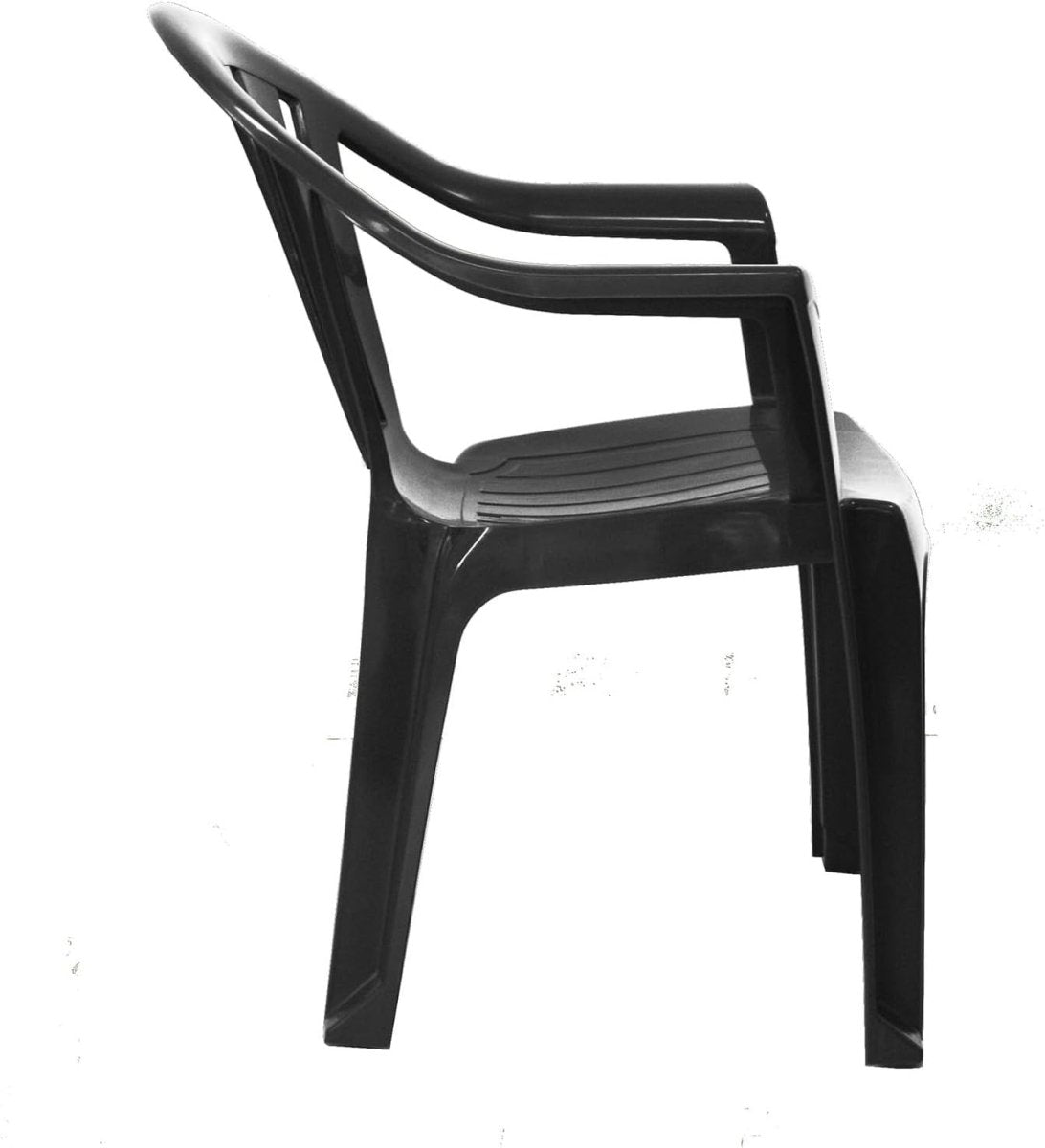 6x Stackable Plastic Garden Chairs Black Patio Outdoor - Kwikley