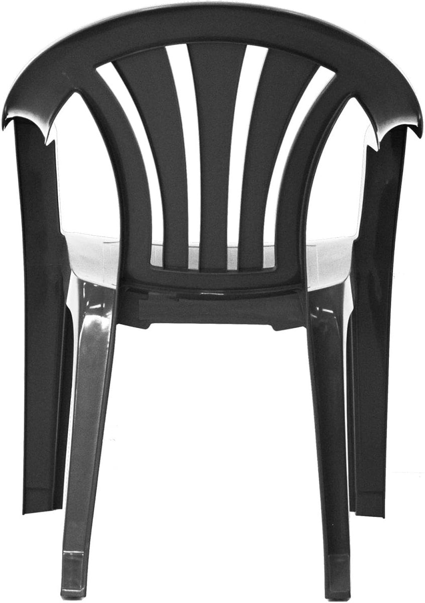 6x Stackable Plastic Garden Chairs Black Patio Outdoor - Kwikley
