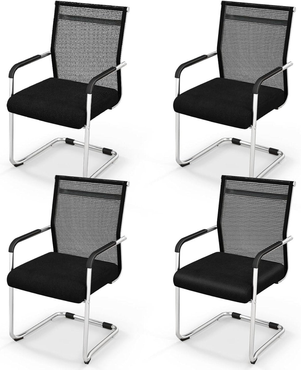 6x Stackable Plastic Garden Chairs Black Patio Outdoor - Kwikley