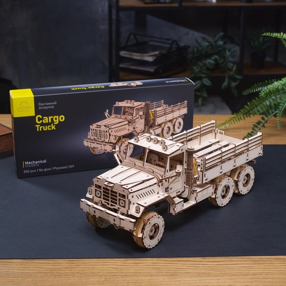 6x6 Cargo Truck 3D Wooden Puzzle Mechanical Model Kit DIY Build - Kwikley