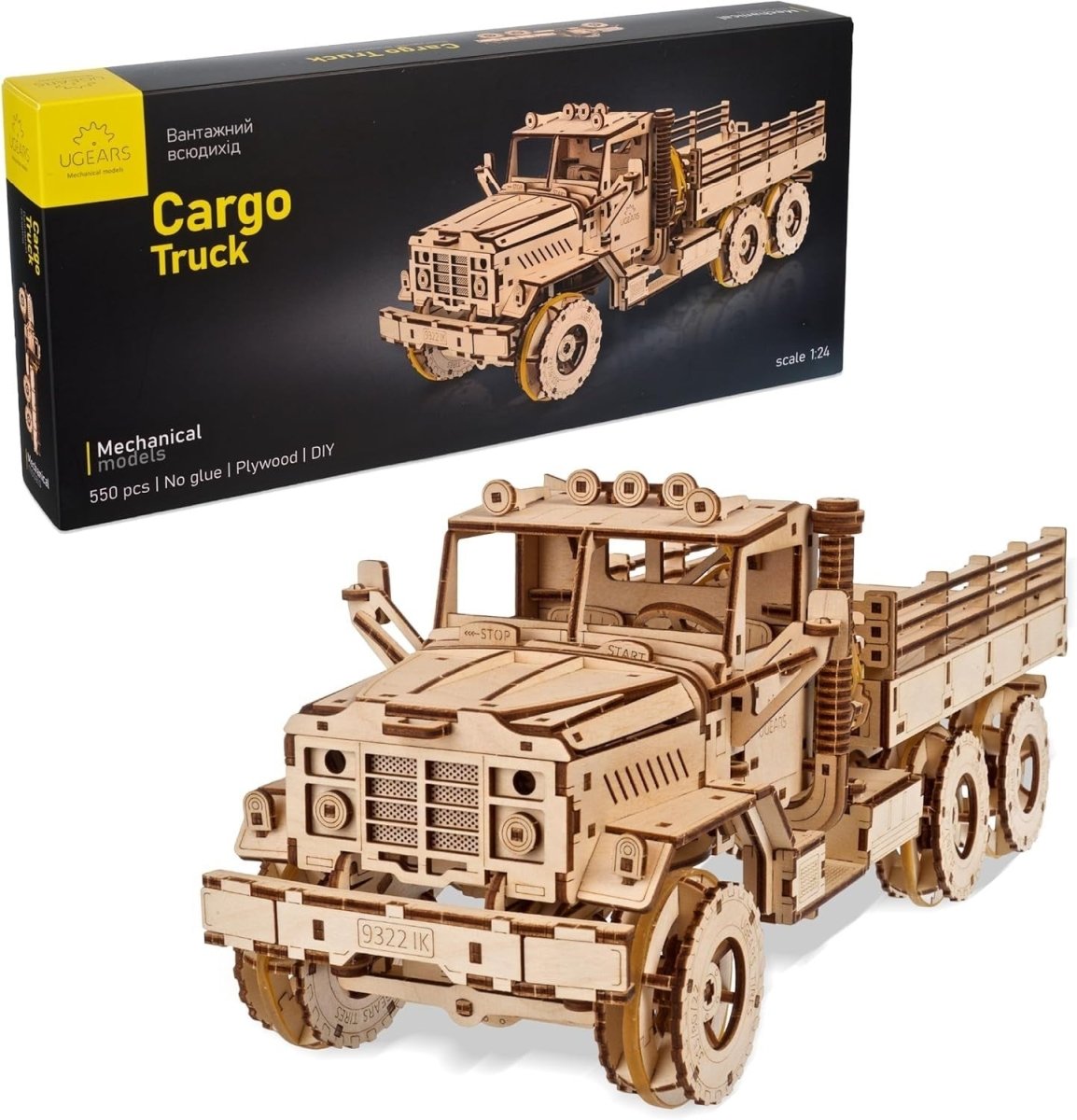 6x6 Cargo Truck 3D Wooden Puzzle Mechanical Model Kit DIY Build - Kwikley