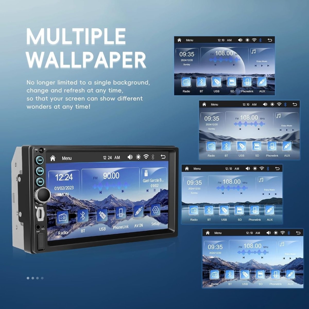 7" Double Din Car Stereo Wireless CarPlay Android Auto - Kwikley