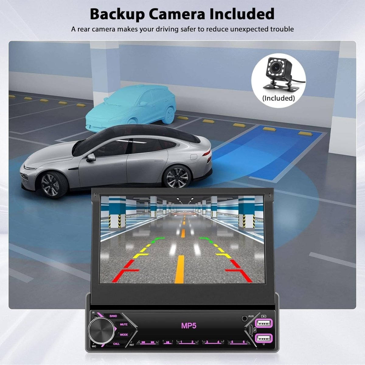 7" Flip Out Touchscreen Car Stereo Bluetooth USB FM Camera - Kwikley