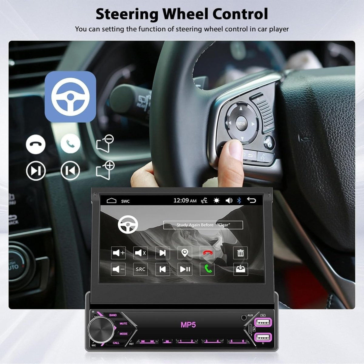 7" Flip Out Touchscreen Car Stereo Bluetooth USB FM Camera - Kwikley