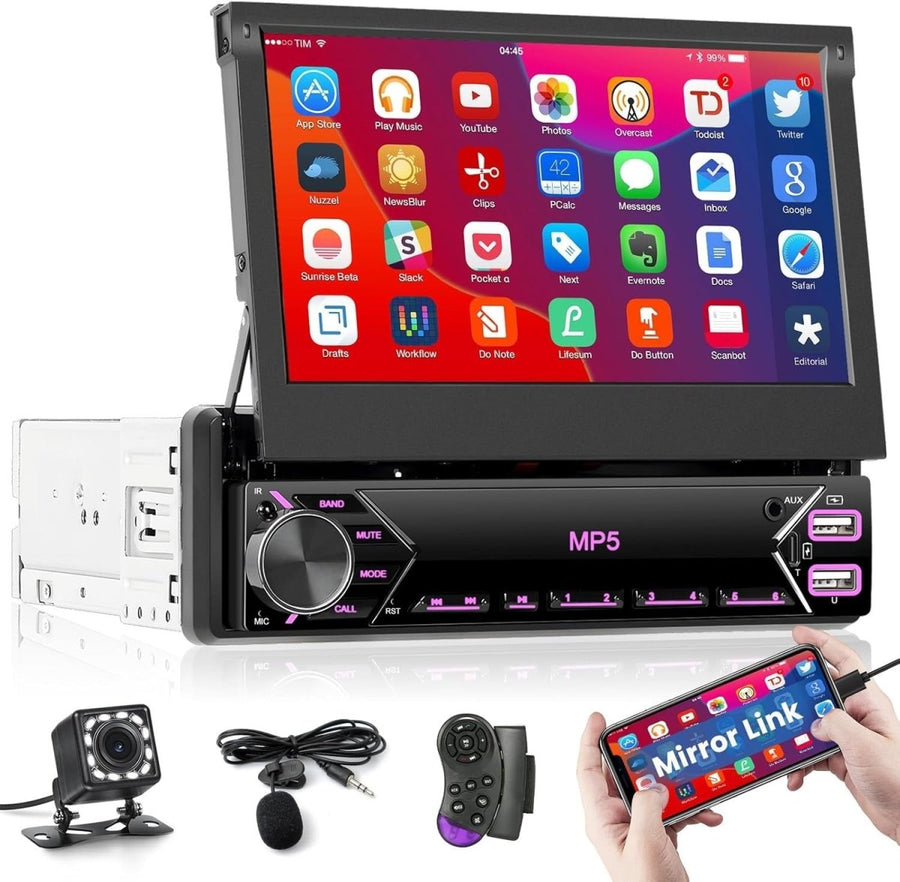 7" Flip Out Touchscreen Car Stereo Bluetooth USB FM Camera - Kwikley