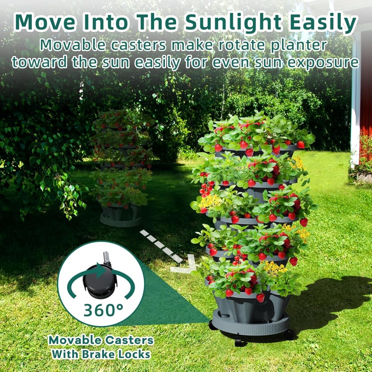 7 Tier Vertical Planter Tower Stackable Garden Pots Dark Grey - Kwikley