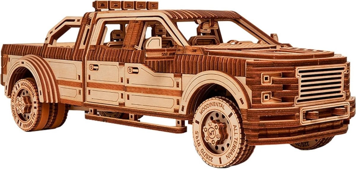 706pc Wooden Pickup Truck Model Kit Mechanical 3D Puzzle DIY Build - Kwikley