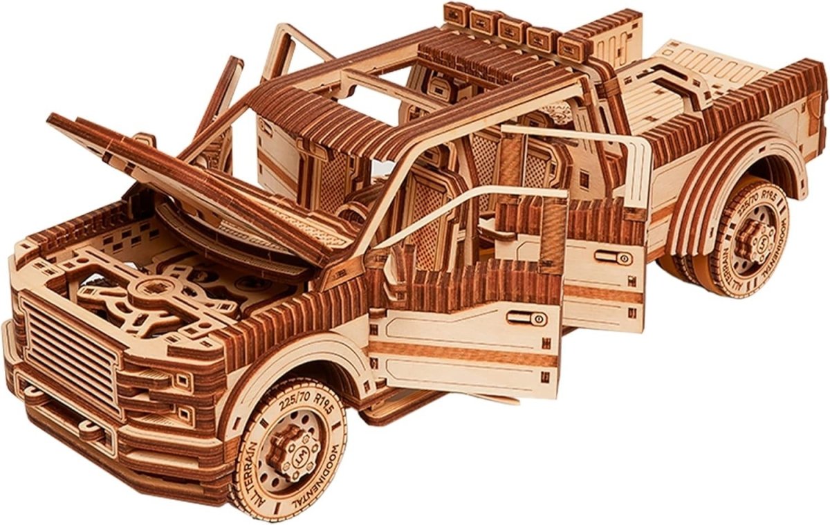 706pc Wooden Pickup Truck Model Kit Mechanical 3D Puzzle DIY Build - Kwikley