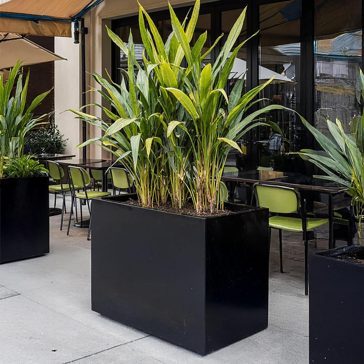 70cm Large Trough Planter Black Stone Effect Outdoor Plant Pot - Kwikley