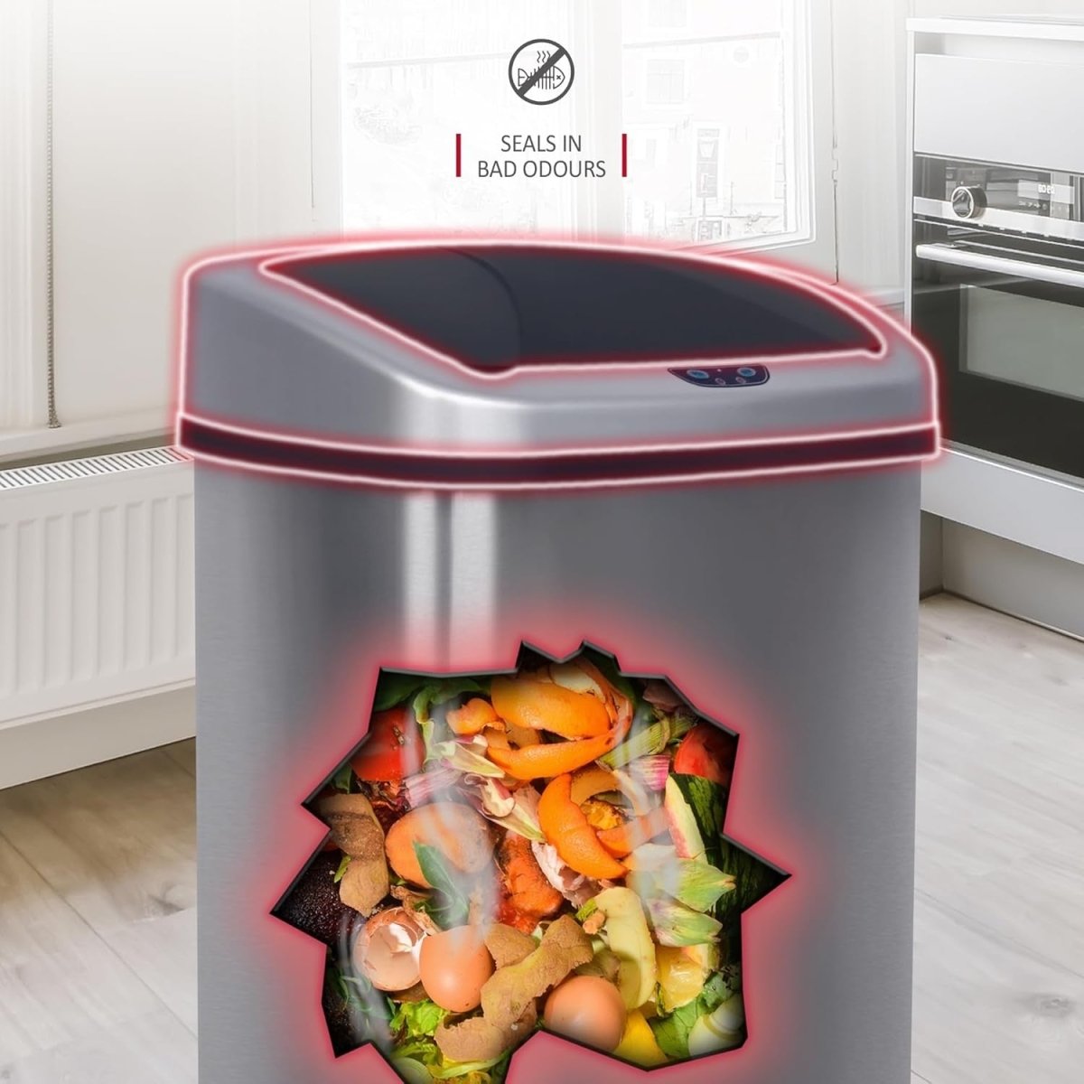 70L Automatic Sensor Kitchen Bin Stainless Steel Touchless - Kwikley
