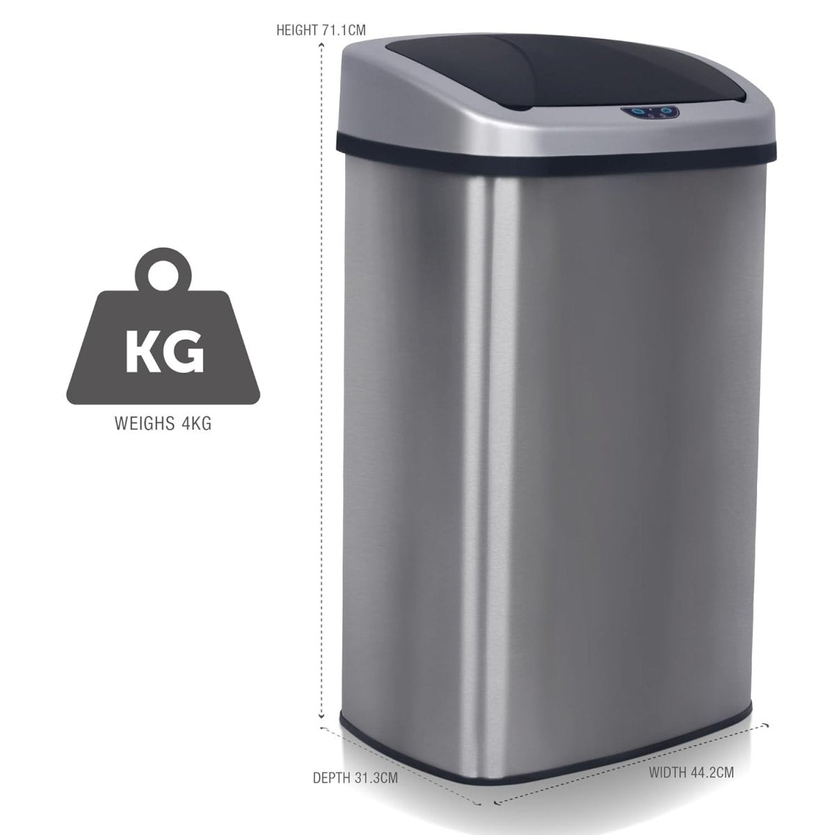 70L Automatic Sensor Kitchen Bin Stainless Steel Touchless - Kwikley