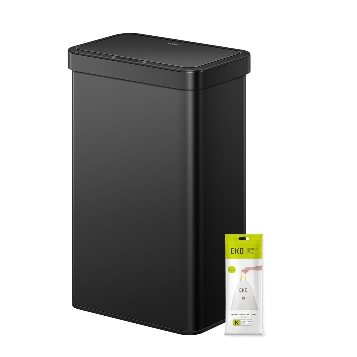 70L Dual Sensor Recycling Bin Matt Black Soft Close - Kwikley