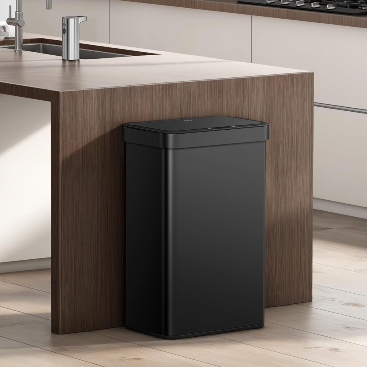 70L Dual Sensor Recycling Bin Matt Black Soft Close - Kwikley