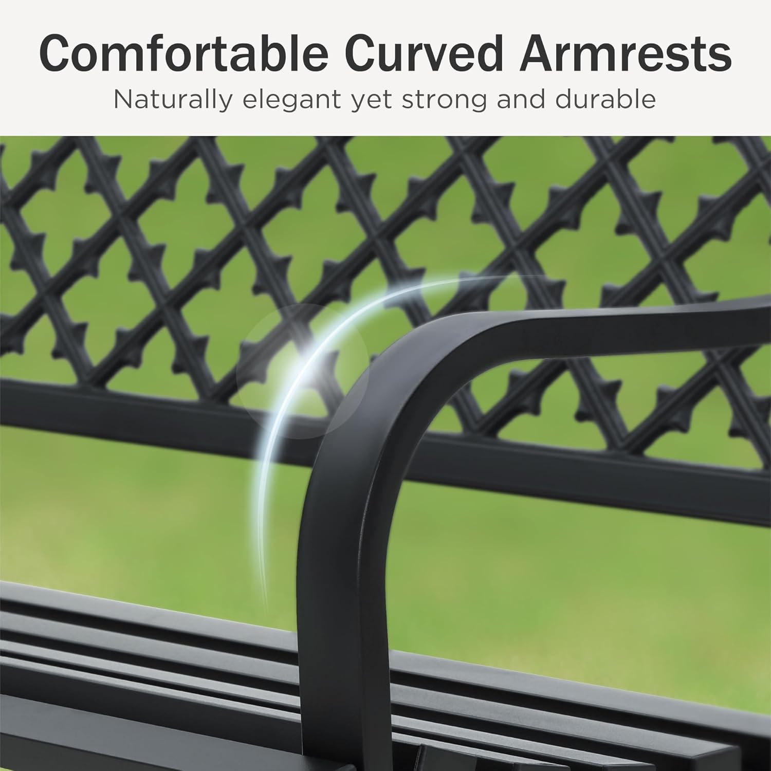 Black Metal Garden Bench 127cm Outdoor Patio Park Bench 2-3 Seater