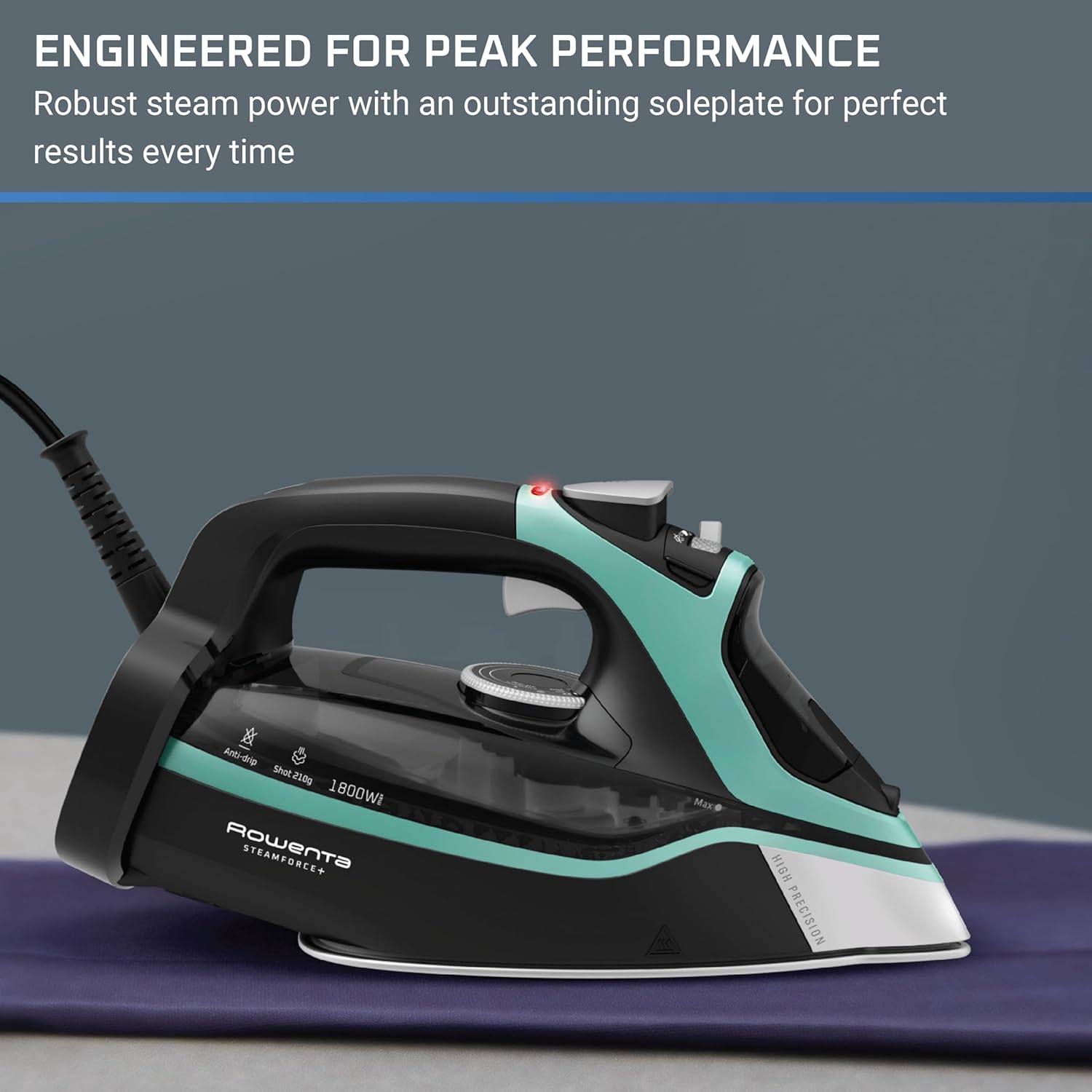 Steam Iron 1800W Stainless Steel Soleplate Digital Display Wrinkle Remover