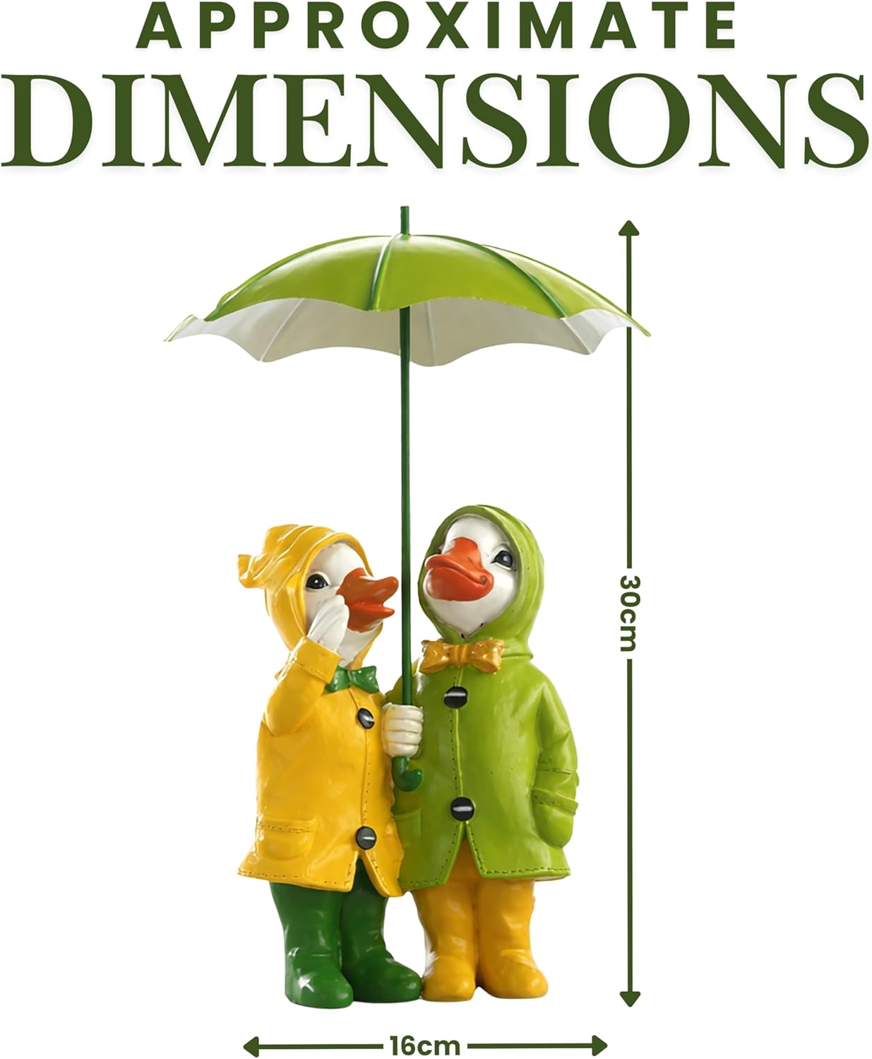 Duck Garden Statues Set Resin Outdoor Umbrella Figurines 30cm