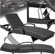 Rattan Sun Lounger 5 Position Recliner Cushion Black