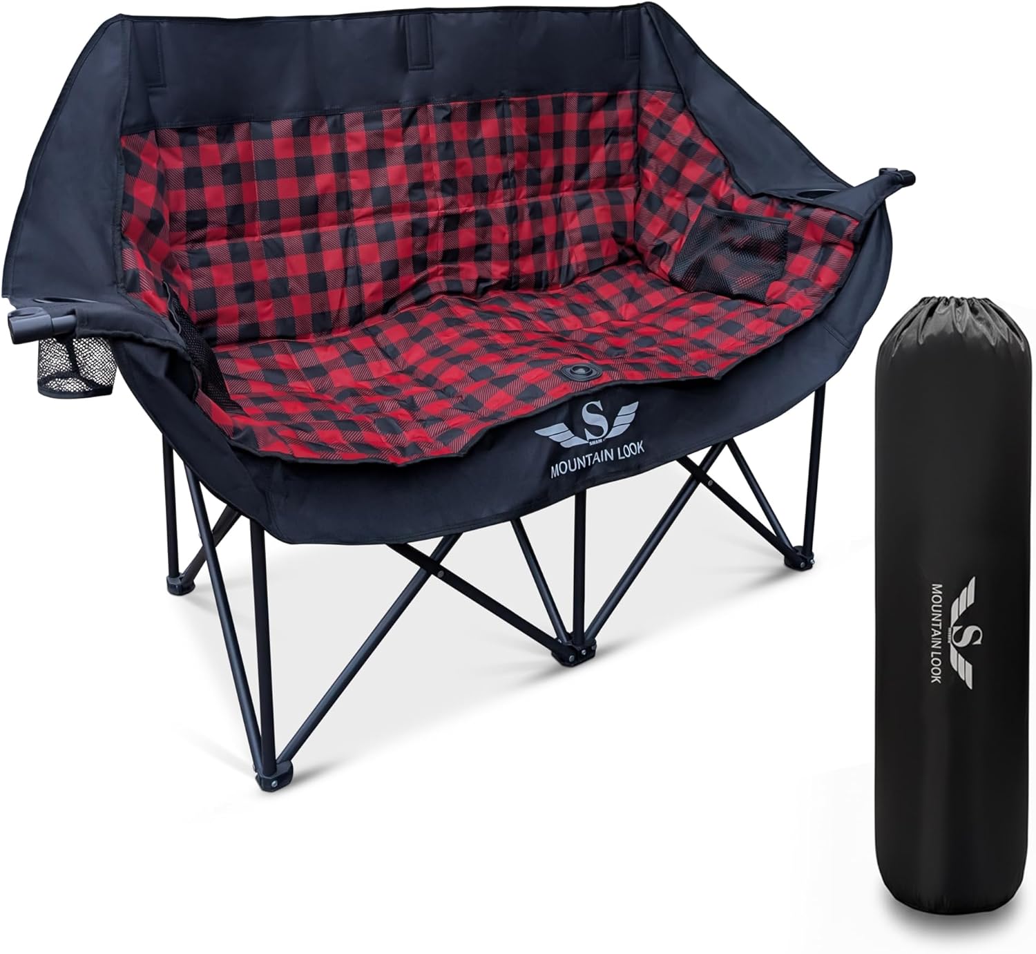Double Folding Camping Chair 300kg 2 Seater Padded Sofa