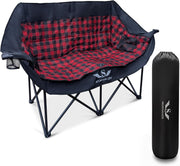 Double Folding Camping Chair 300kg 2 Seater Padded Sofa