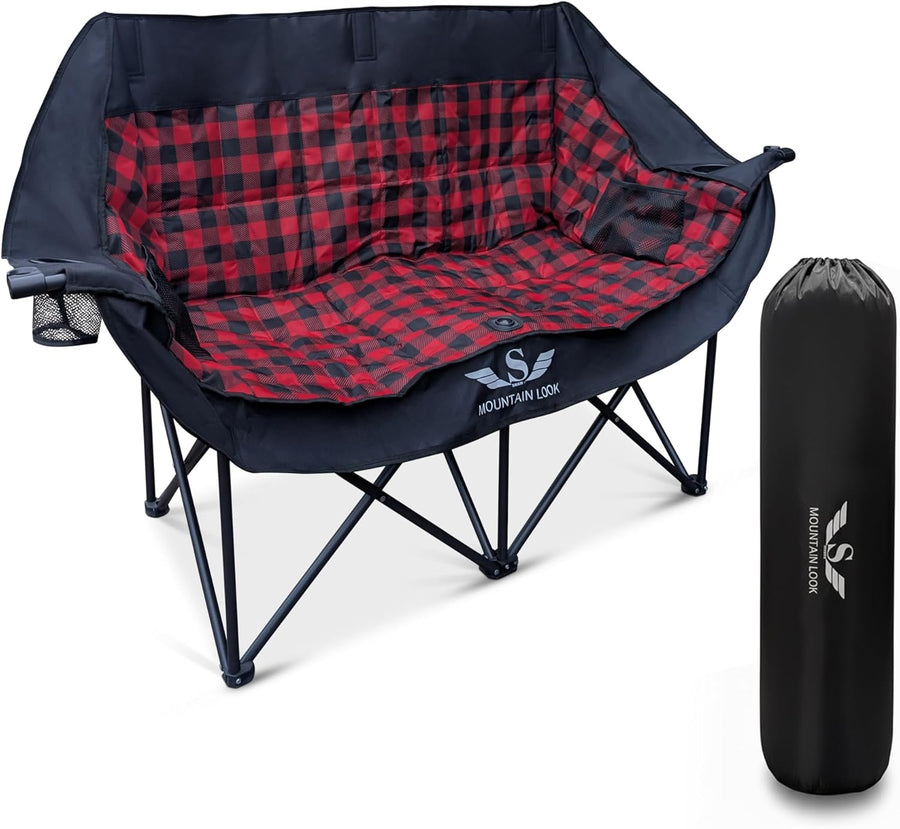 Double Folding Camping Chair 300kg 2 Seater Padded Sofa