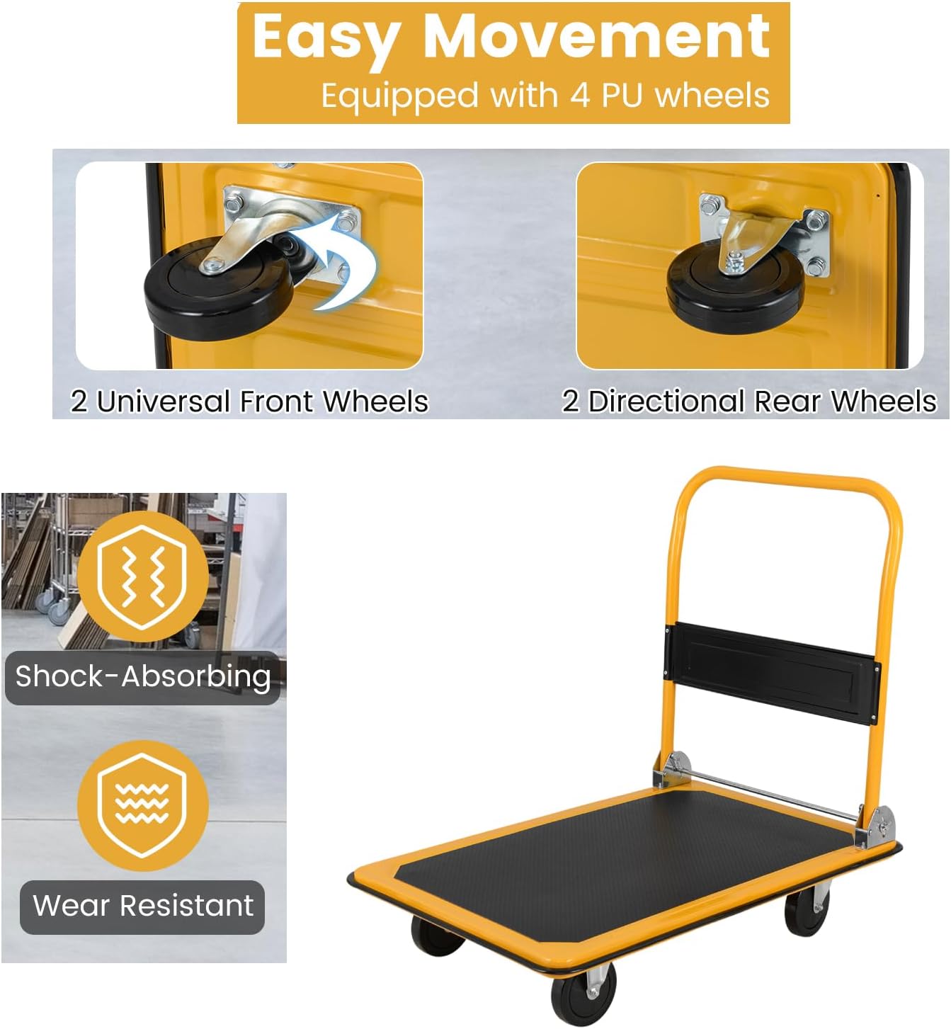 300KG Folding Platform Trolley Flatbed Push Cart Dolly