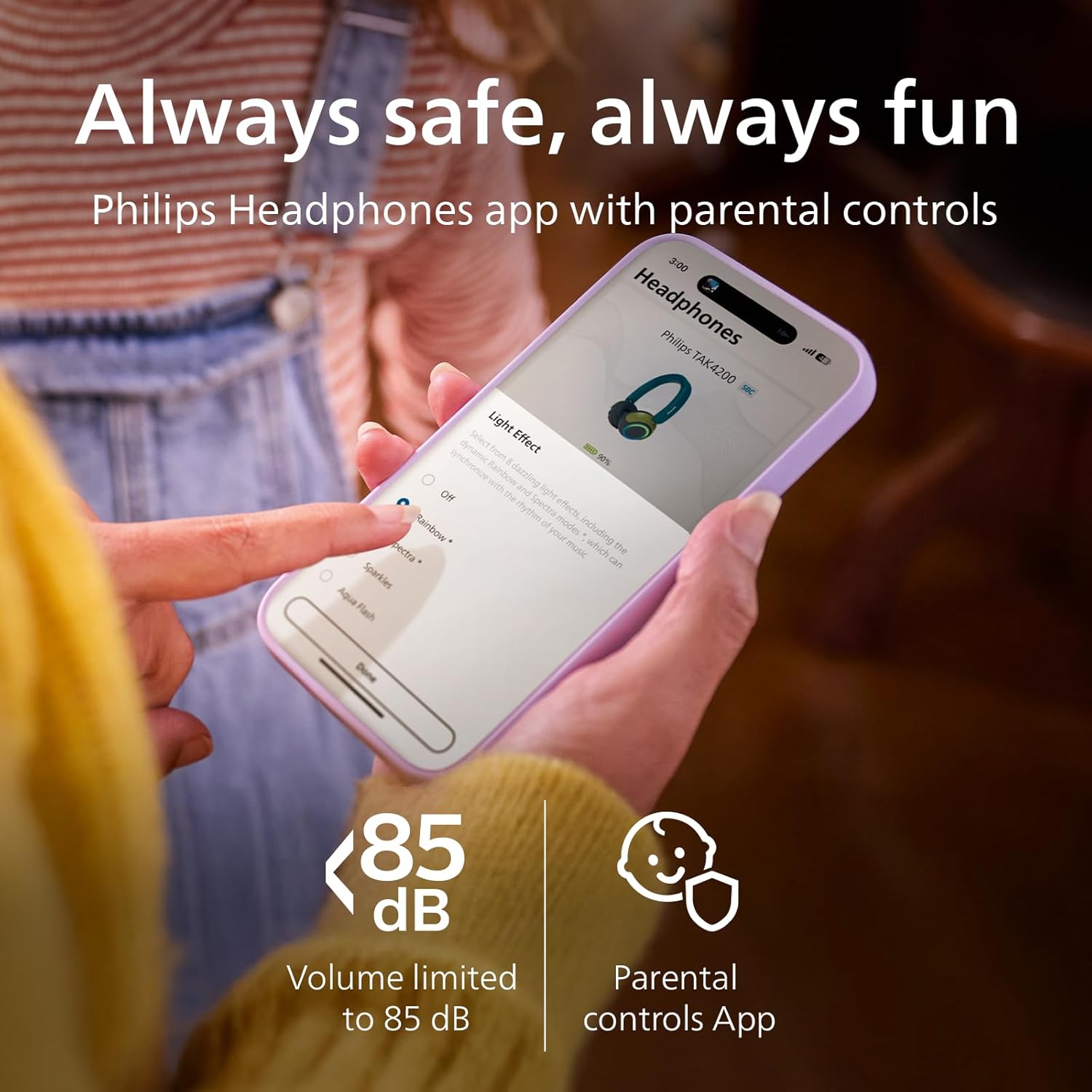 Kids Wireless On Ear Headphones Safe Volume 45 Hour Battery