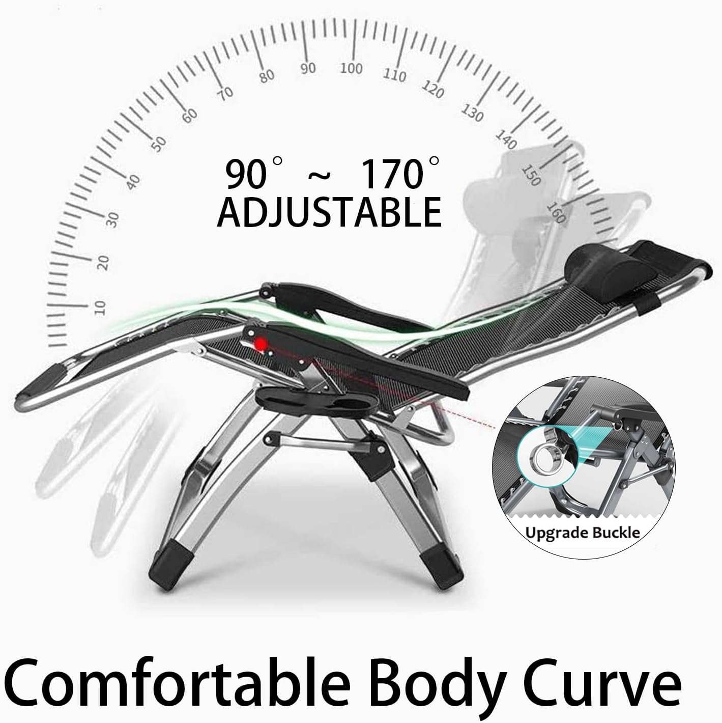 Zero Gravity Reclining Chair Folding Sun Lounger Black 200KG