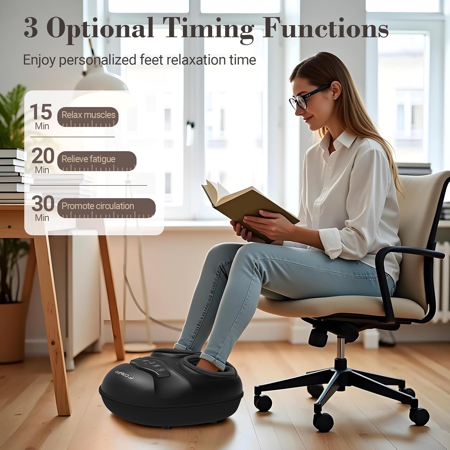 Shiatsu Foot Massager with Heat Compression Kneading Pain Relief