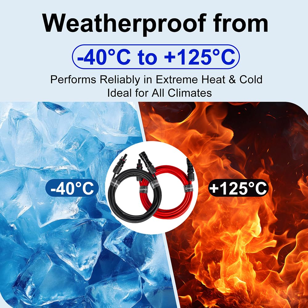 15M Solar Panel Extension Cable MC4 Waterproof 4mm Red Black