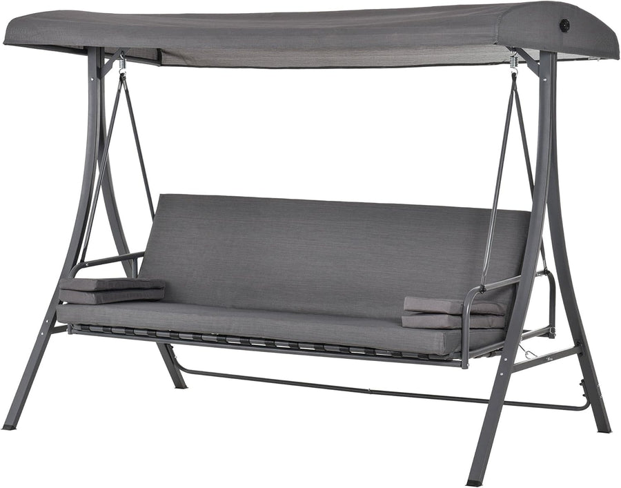 3 Seater Swing Chair Bed Convertible Canopy Grey