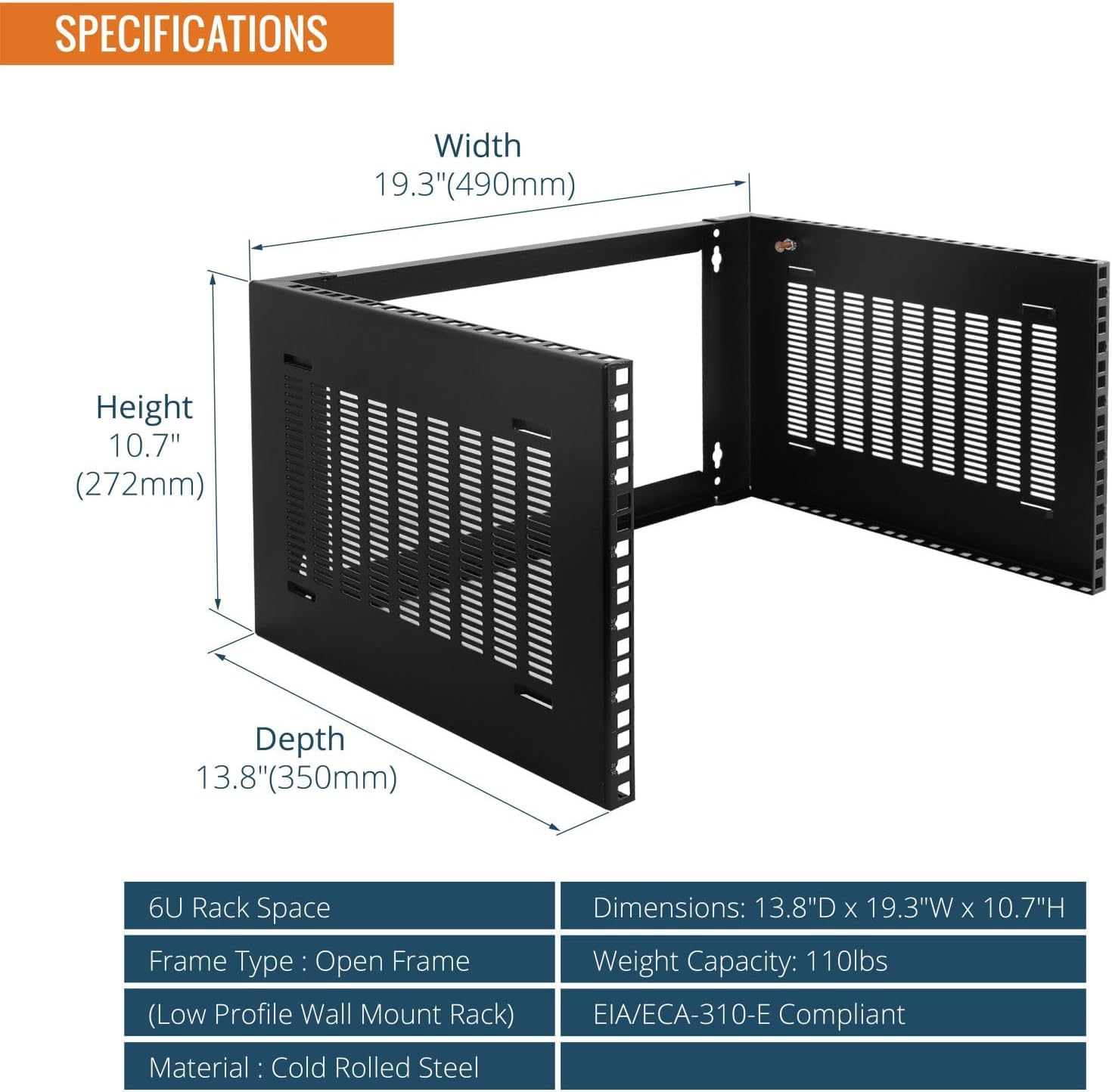 6U Wall Mount Network Rack 19 Inch Steel Patch Panel Bracket