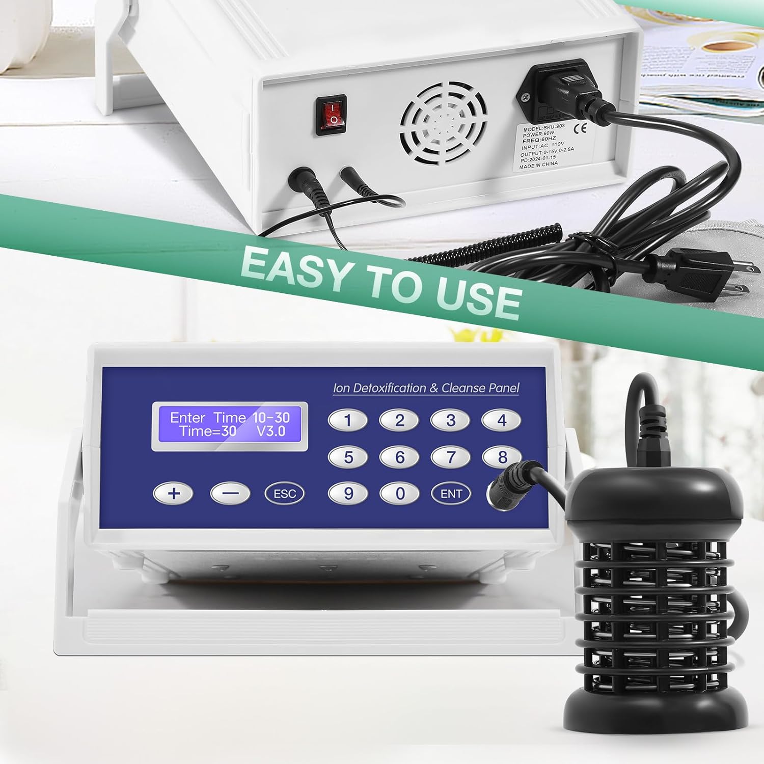 Ionic Foot Detox Spa Machine with Basin Infrared Belt Kit