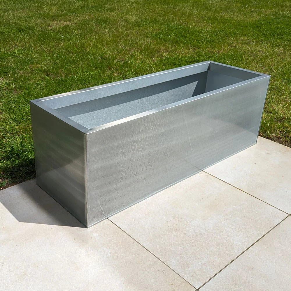 Galvanised Metal Trough Planter Silver Rustproof Garden Box 75cm