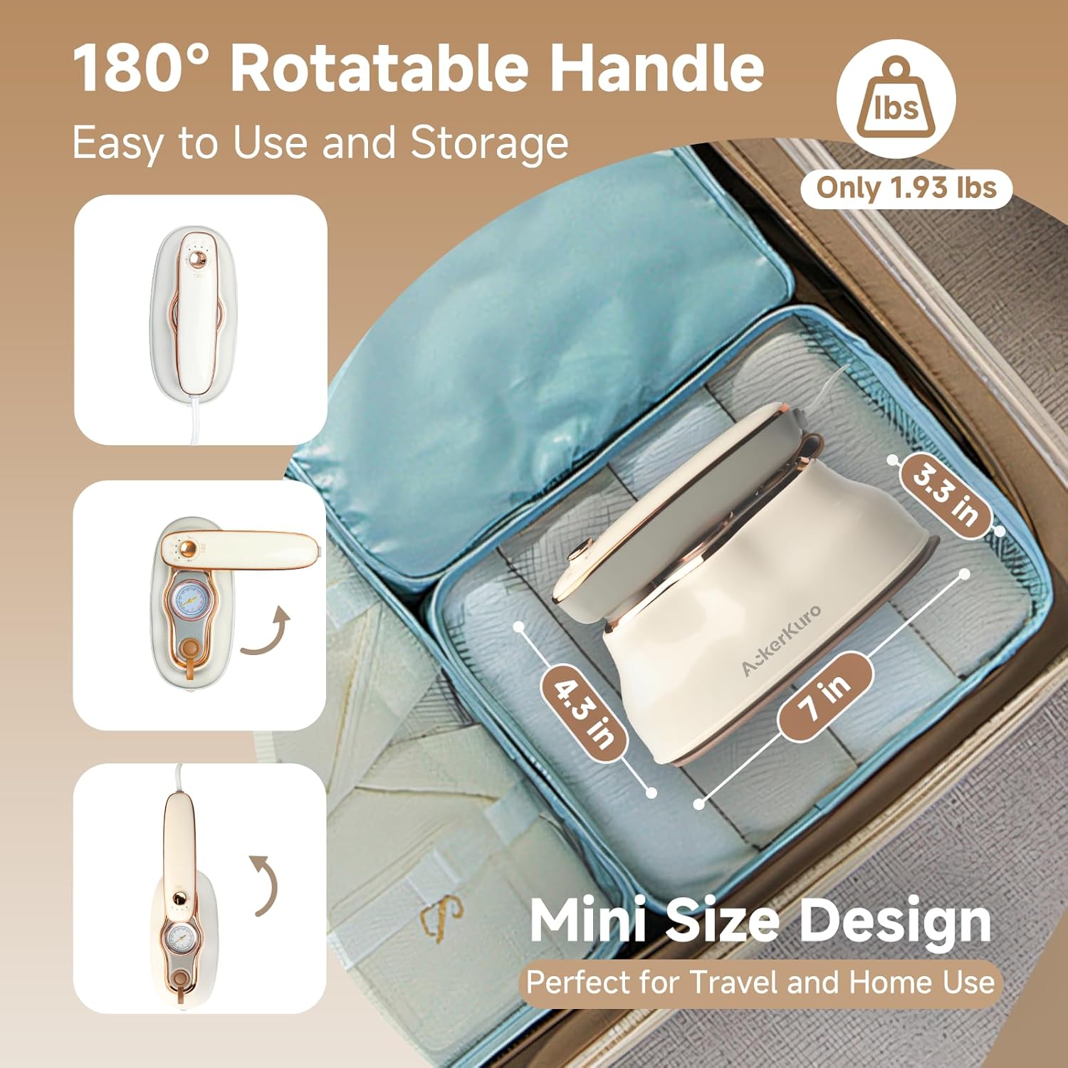 1200W Travel Garment Steamer 2 In 1 Portable Iron Fast Heat 200ml