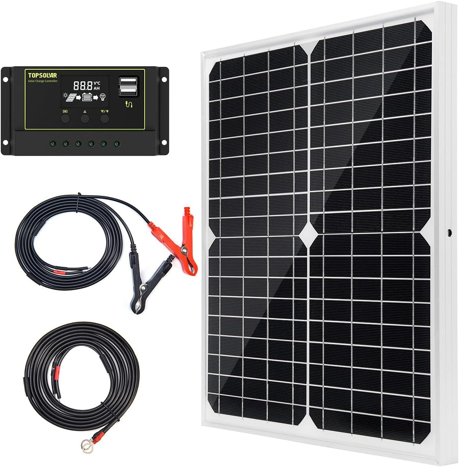 20W 12V Solar Panel Kit With 10A PWM Battery Charger