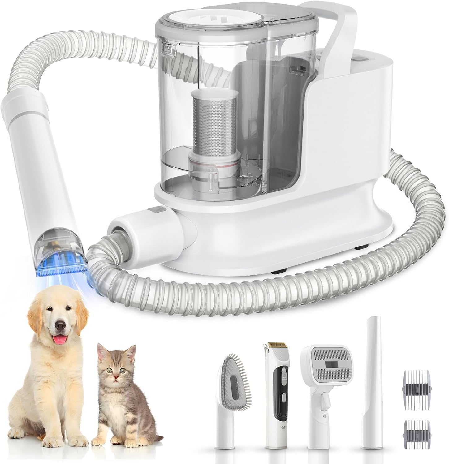 Dog Grooming Vacuum Kit 12KPa 2L Low Noise 5 Tool White