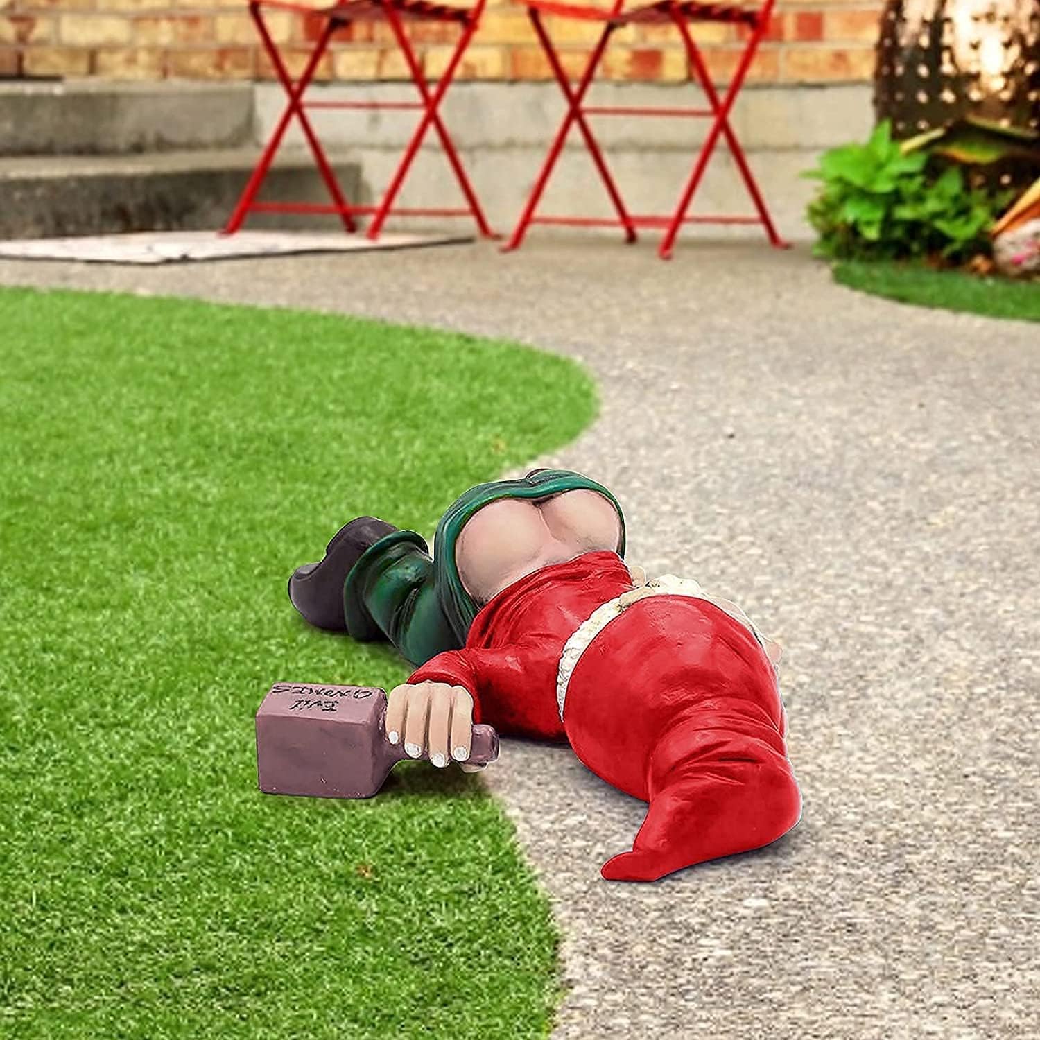 Funny Garden Gnome Statue Naughty Resin Decor Outdoor Lawn Ornament