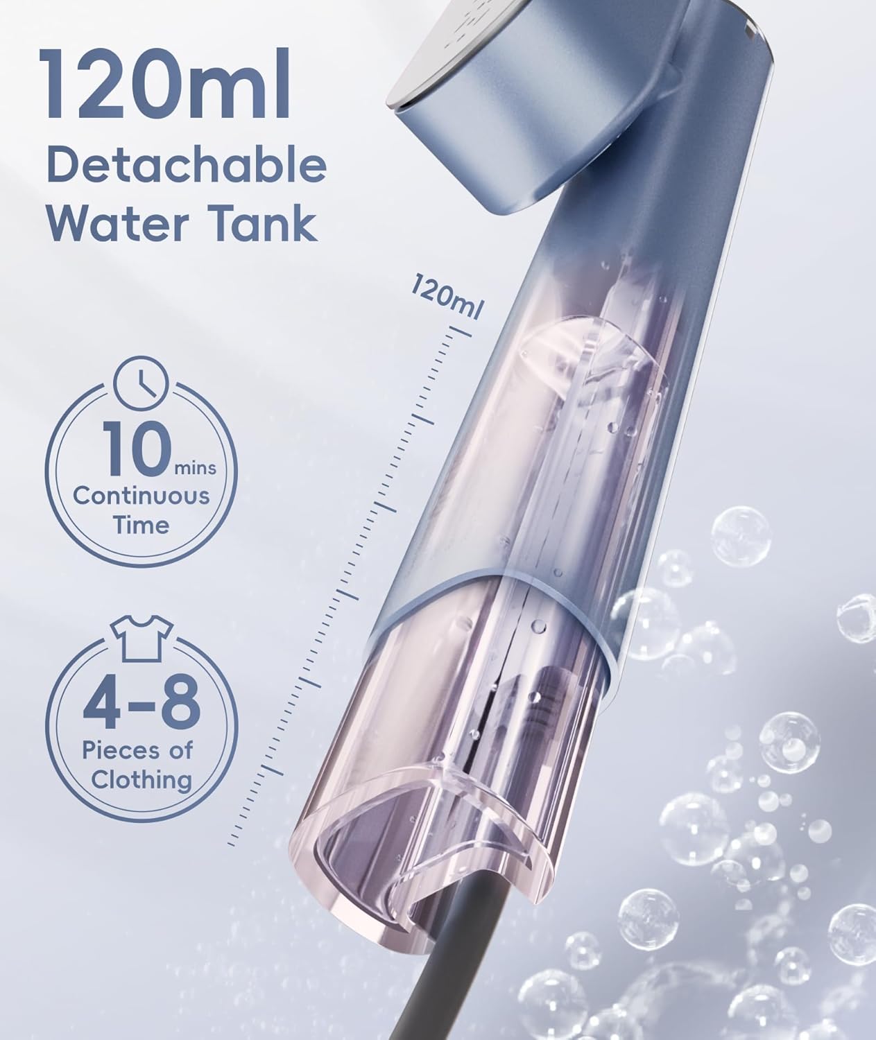 Dual Voltage Travel Garment Steamer 1000W 2in1 Foldable Silver