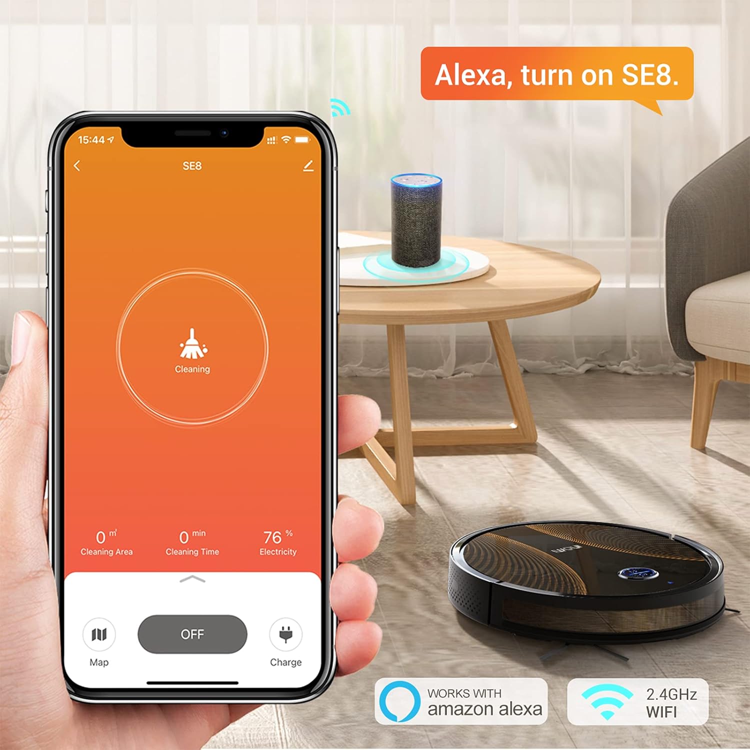 Robot Vacuum Mop 2200Pa App Alexa Control Slim Auto Recharge Pet